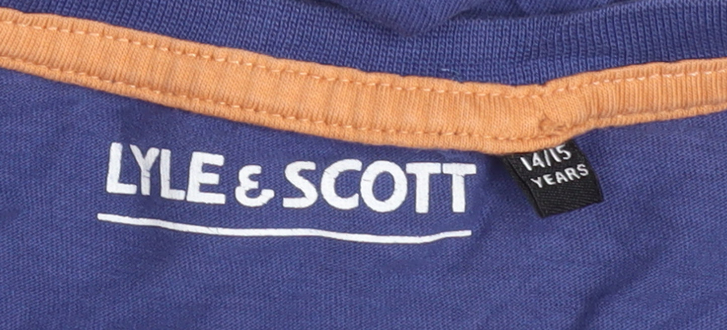 Lyle & Scott Boys Blue 14-15 Years Cotton Crew Neck Logo T-Shirt