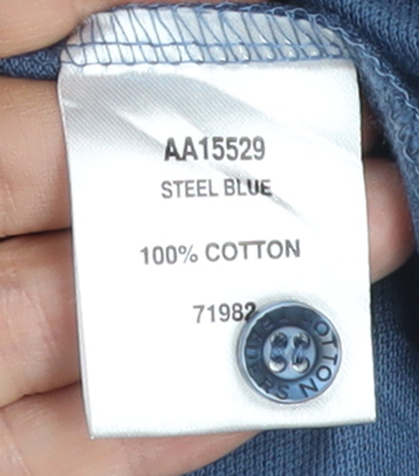 Cotton Traders Men's Steel Blue Long Sleeve Polo Shirt L 100% Cotton
