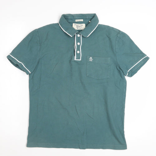 Original Penguin Men's Green Slim Fit Short Sleeve Polo Shirt M