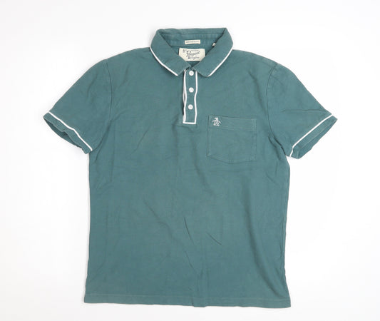 Original Penguin Men's Green Slim Fit Short Sleeve Polo Shirt M