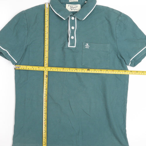 Original Penguin Men's Green Slim Fit Short Sleeve Polo Shirt M
