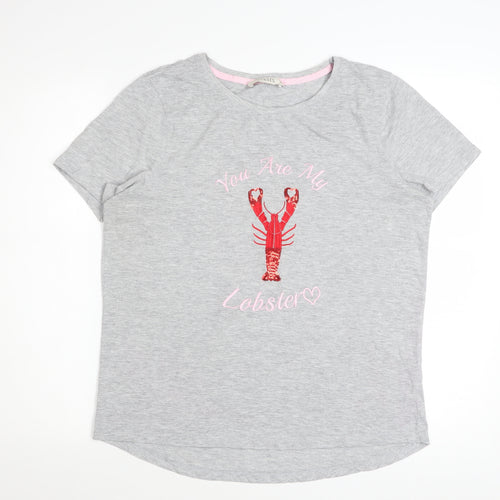 Oasis Women’s Grey Embroidered Lobster T-Shirt Size 12