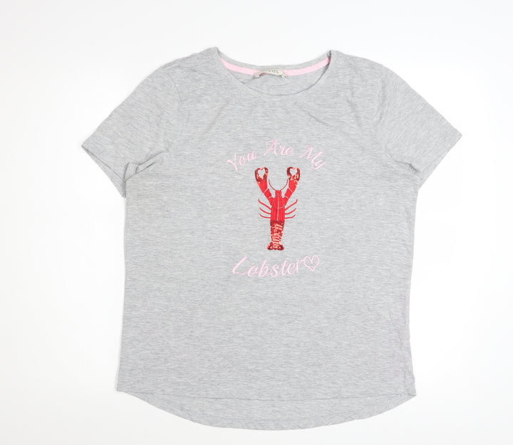 Oasis Women’s Grey Embroidered Lobster T-Shirt Size 12