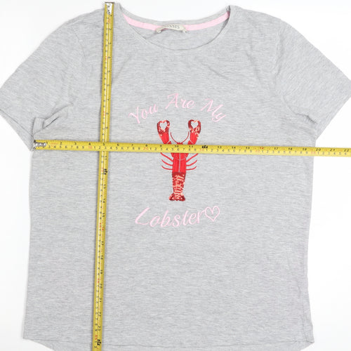 Oasis Women’s Grey Embroidered Lobster T-Shirt Size 12