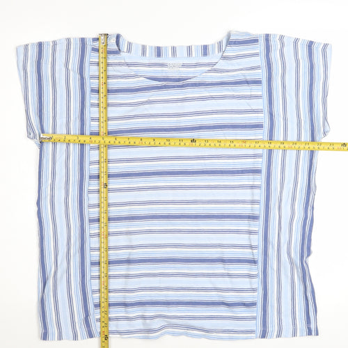 Lands' End Women's Blue Striped Cotton Short Sleeve T-Shirt M
