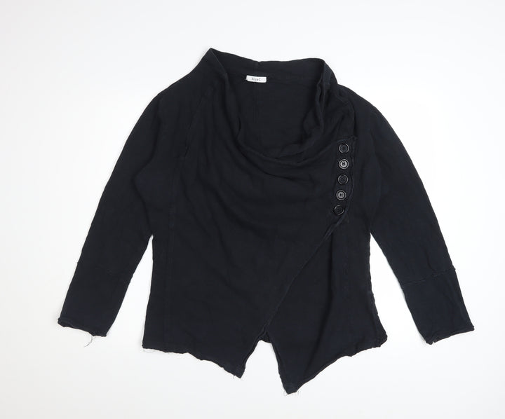Alice C Women Black Size 20 Cowl Neck Wrap Blouse Long Sleeve Cotton