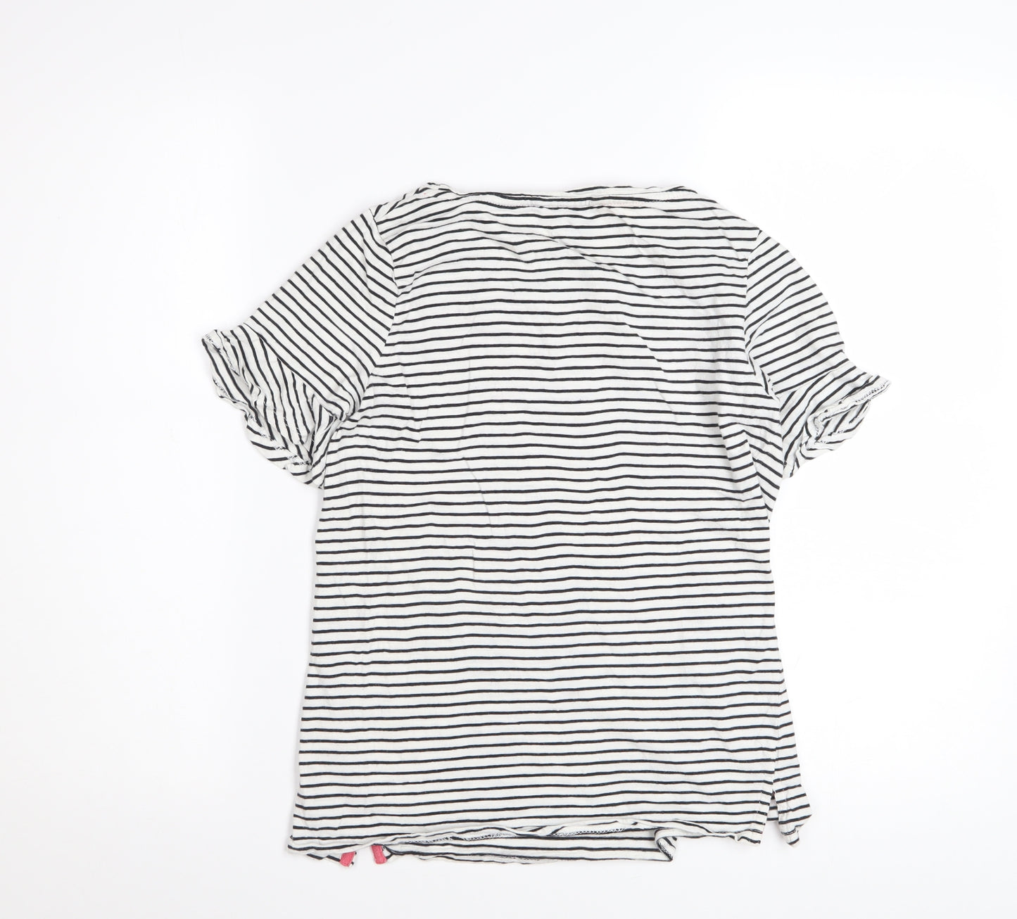Oasis Women’s White Striped Embroidered T-Shirt XS