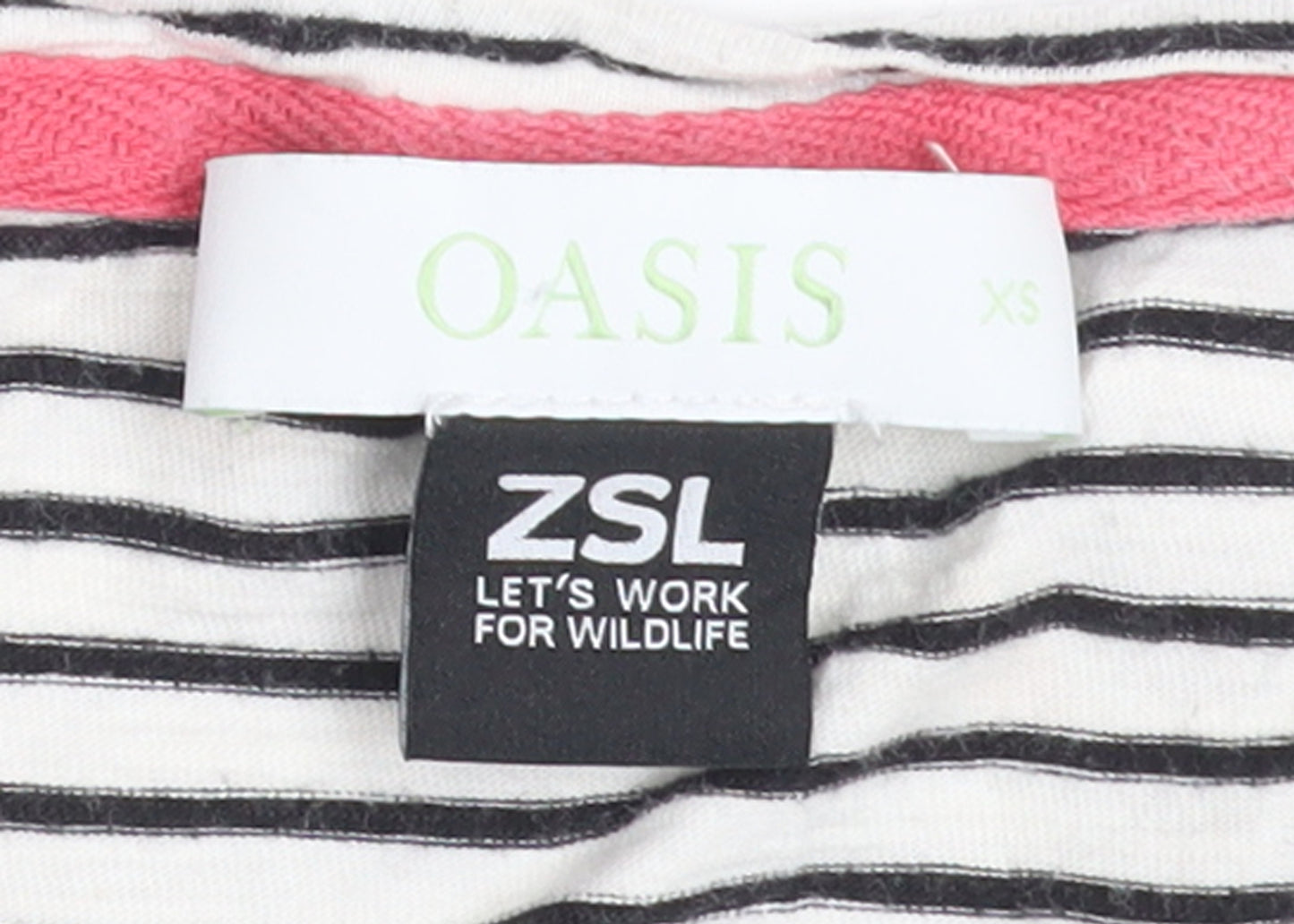 Oasis Women’s White Striped Embroidered T-Shirt XS