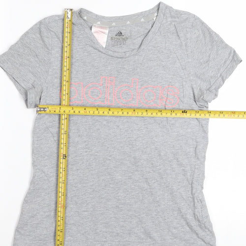 Adidas Girls Grey Logo Cotton T-Shirt 11-12 Years Casual Sportswear