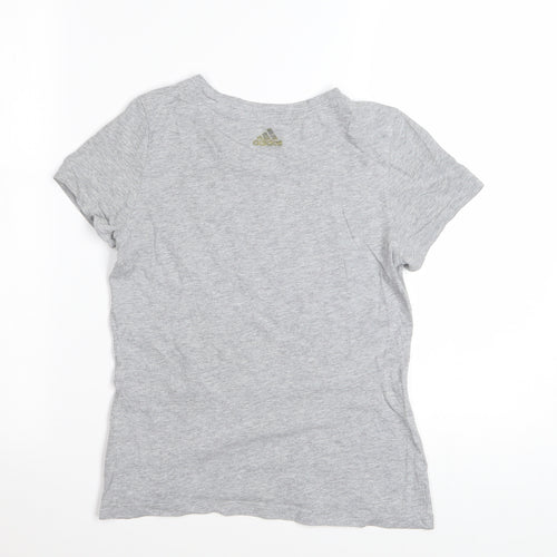 Adidas Girls Grey Logo Cotton T-Shirt 11-12 Years Casual Sportswear