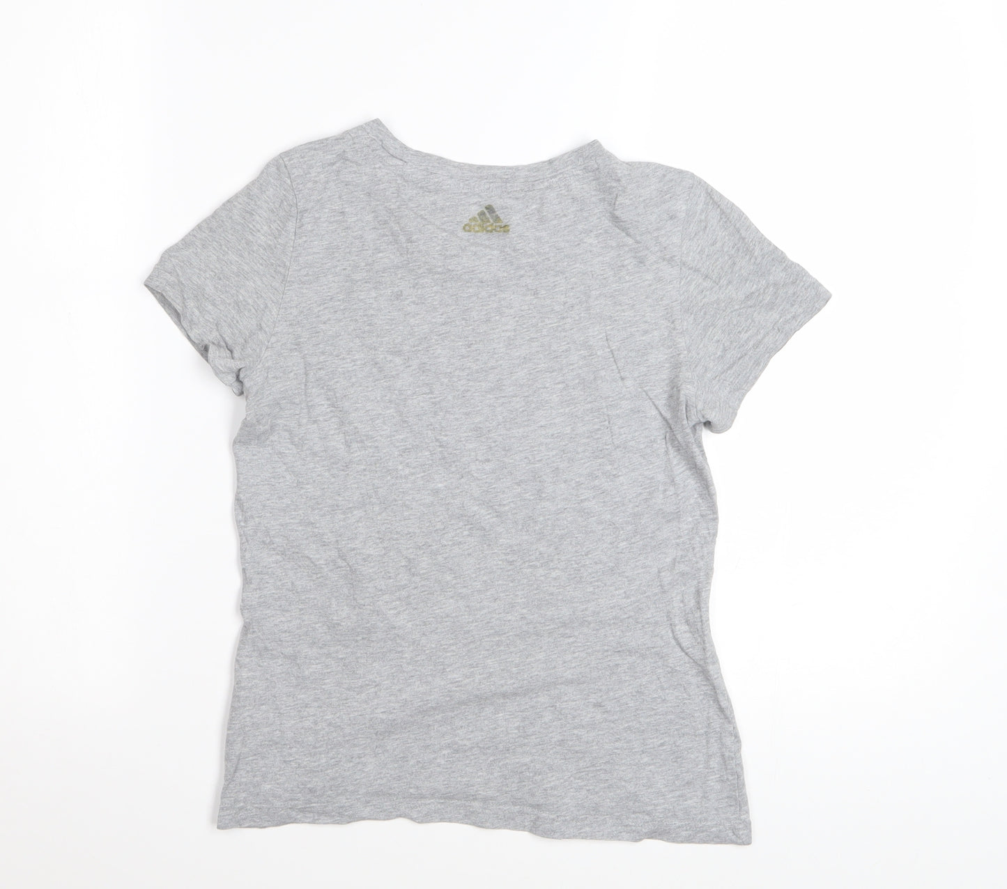Adidas Girls Grey Logo Cotton T-Shirt 11-12 Years Casual Sportswear