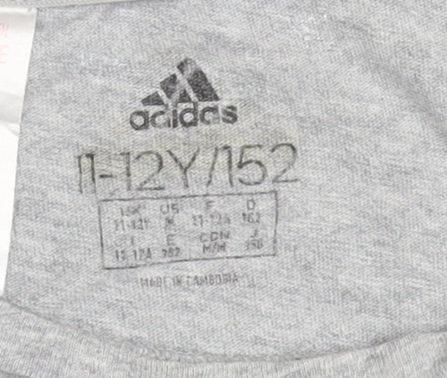 Adidas Girls Grey Logo Cotton T-Shirt 11-12 Years Casual Sportswear