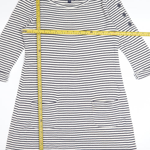 Gap Women’s White Striped Boat Neck 3/4 Sleeve Cotton Shift Dress M
