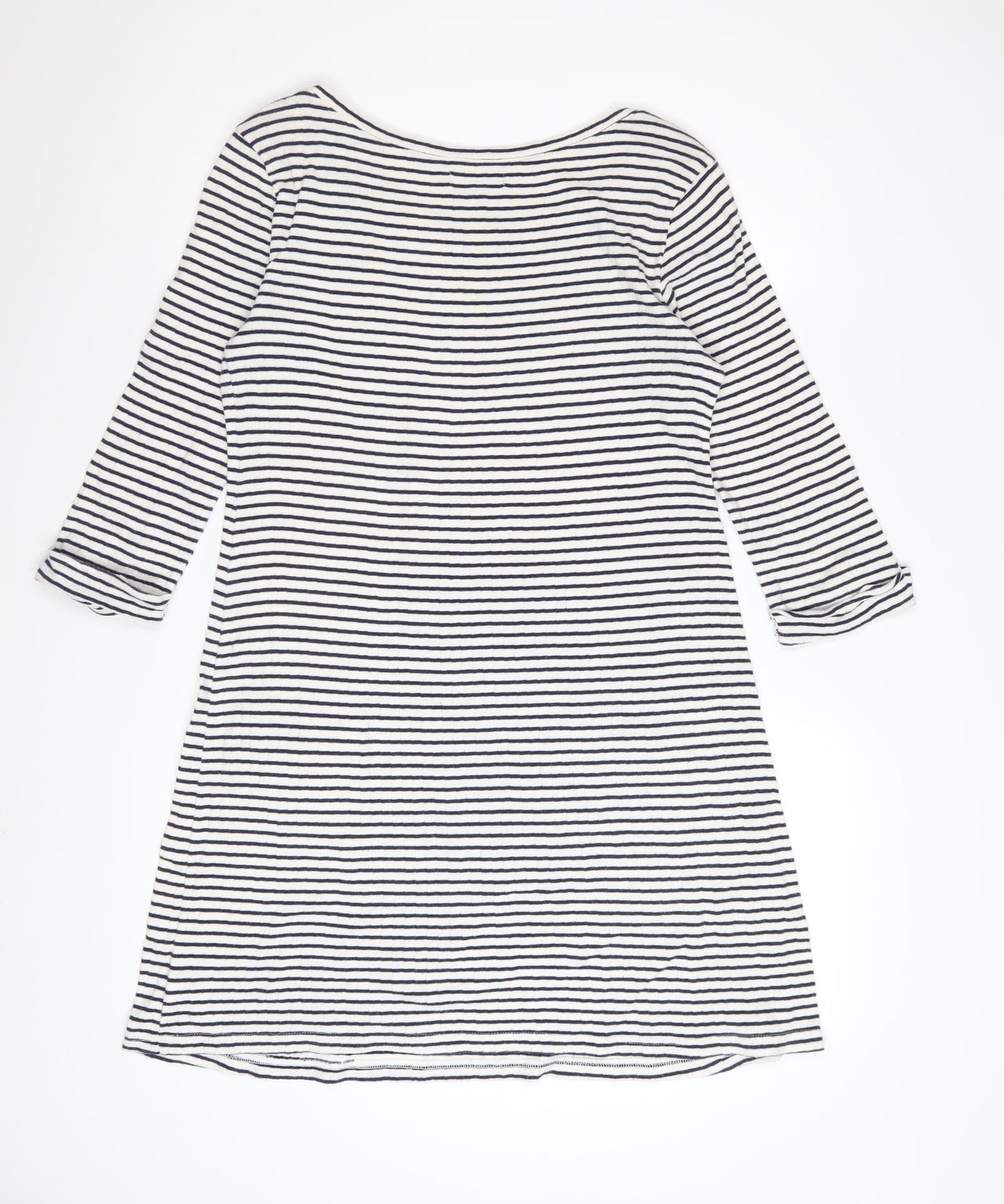 Gap Women’s White Striped Boat Neck 3/4 Sleeve Cotton Shift Dress M