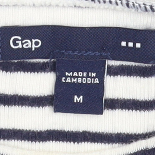 Gap Women’s White Striped Boat Neck 3/4 Sleeve Cotton Shift Dress M