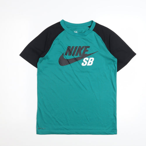 Nike Boys Green Black Dri-FIT SB T-Shirt 12-13 Years Activewear Top