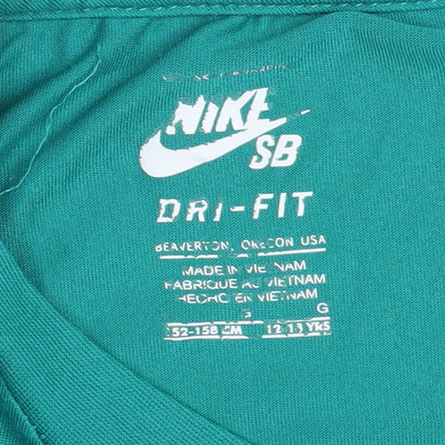 Nike Boys Green Black Dri-FIT SB T-Shirt 12-13 Years Activewear Top
