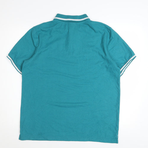 Slazenger Men's Teal Short Sleeve Polo Shirt Size L Polyester Cotton Blend