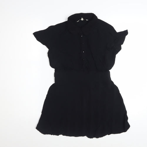 Rocha.John Rocha Women's Black Viscose Collared Tunic Blouse Size 10