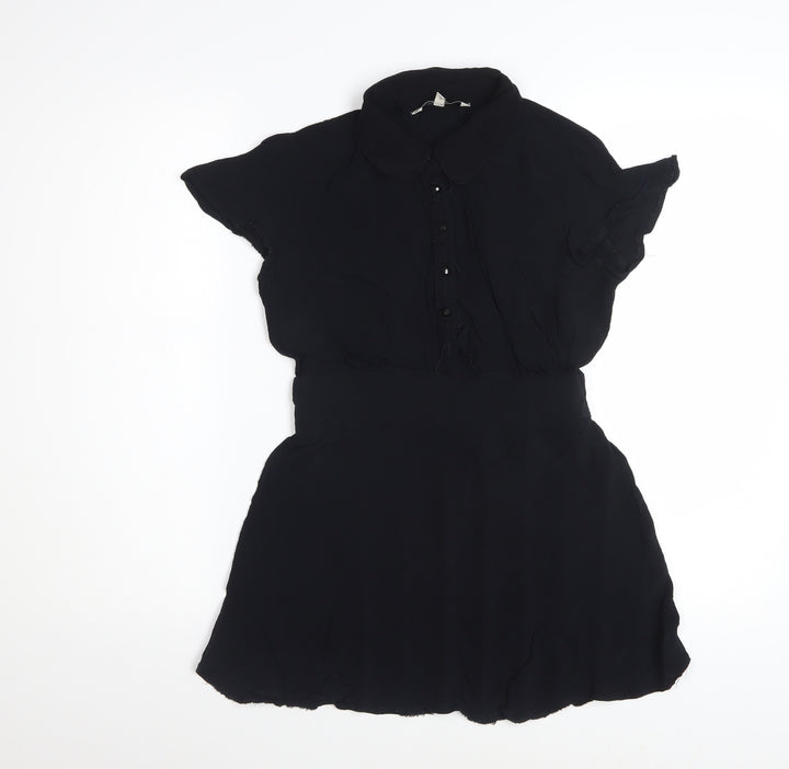 Rocha.John Rocha Women's Black Viscose Collared Tunic Blouse Size 10