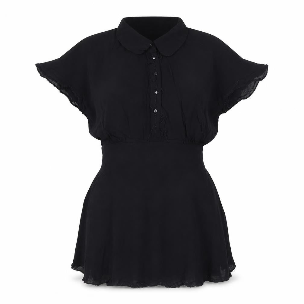 Front view of RJR.John Rocha Women's Black Viscose Collared Tunic Blouse, size 10