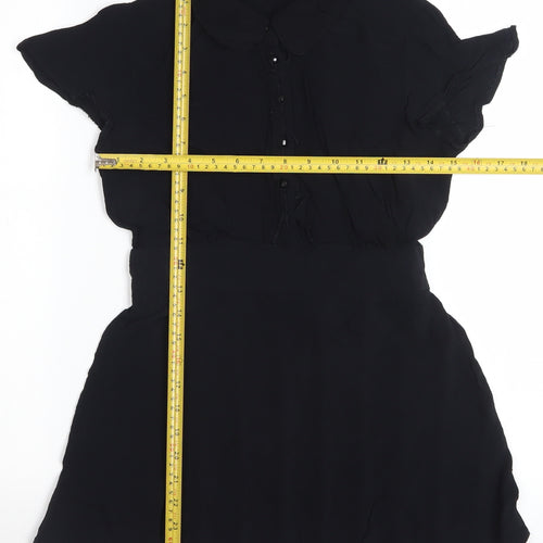 Rocha.John Rocha Women's Black Viscose Collared Tunic Blouse Size 10