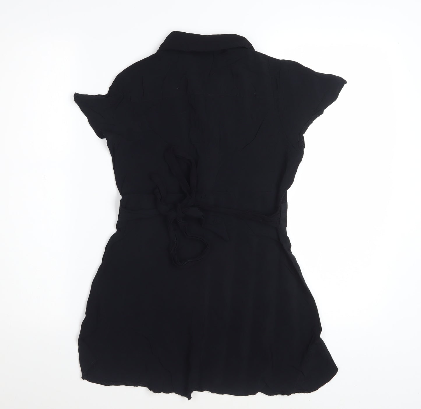 Rocha.John Rocha Women's Black Viscose Collared Tunic Blouse Size 10