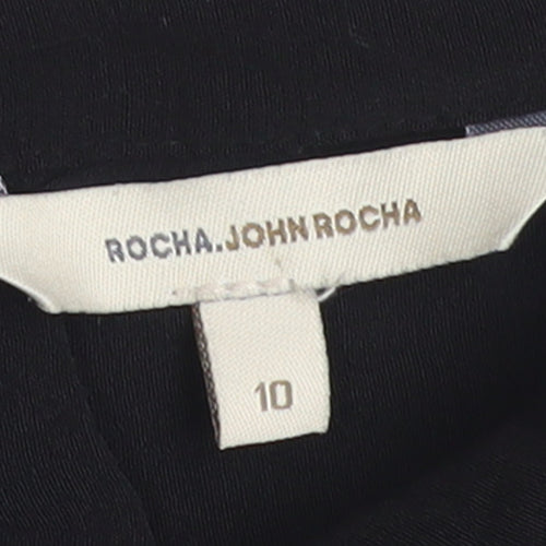 Rocha.John Rocha Women's Black Viscose Collared Tunic Blouse Size 10