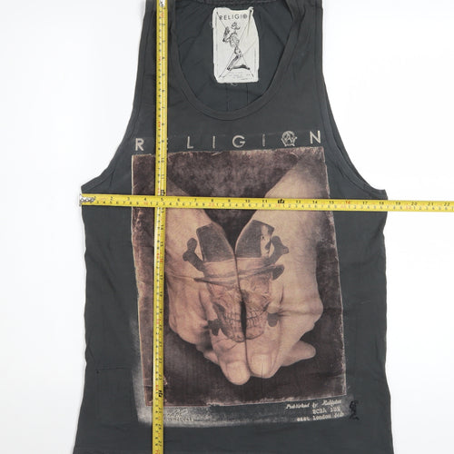 Religion Men’s Black Sleeveless Graphic Skull T-Shirt Size M
