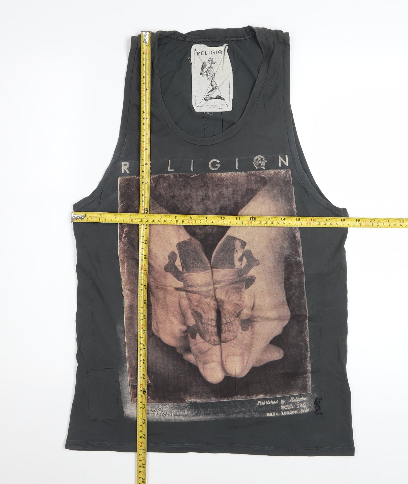 Religion Men’s Black Sleeveless Graphic Skull T-Shirt Size M