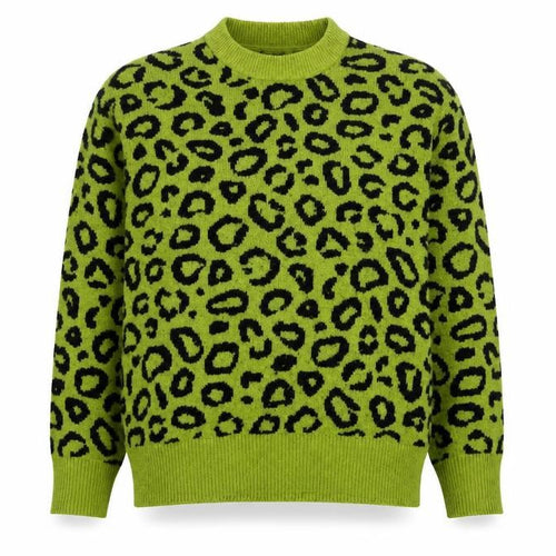 H&M Women’s Green Leopard Print Oversized Knit Jumper XL