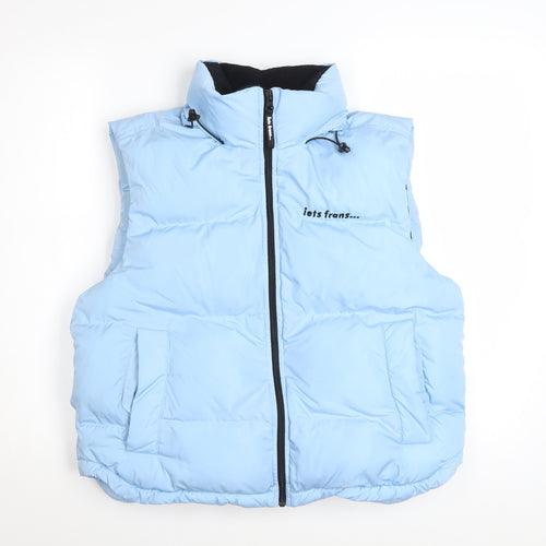 iets frans Women Blue Puffer Waistcoat Gilet M Polyester Zip