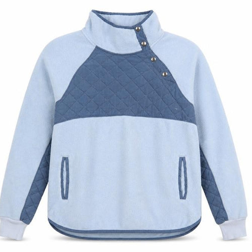 Abercrombie & Fitch Women Blue Quilted Fleece Pullover Sweatshirt L