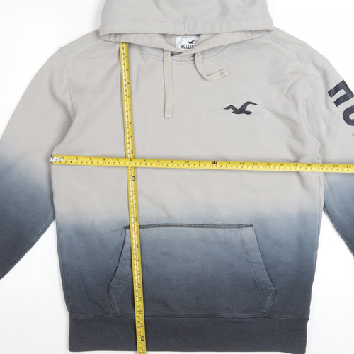Hollister Men’s Grey Pullover Hoodie M Ombre Logo Sweatshirt