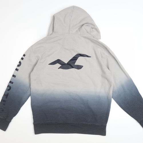 Hollister Men’s Grey Pullover Hoodie M Ombre Logo Sweatshirt