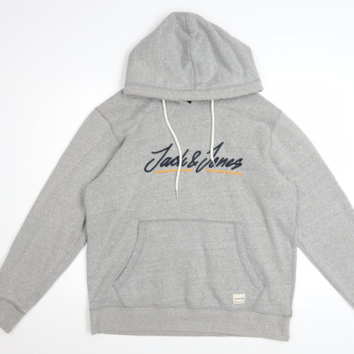 Jack & Jones Mens Grey XL Pullover Hoodie Sweatshirt