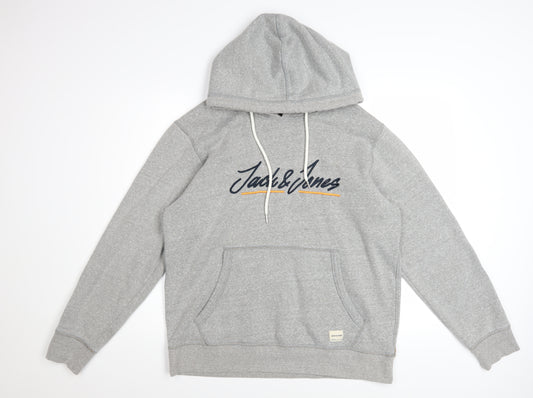 Jack & Jones Mens Grey XL Pullover Hoodie Sweatshirt