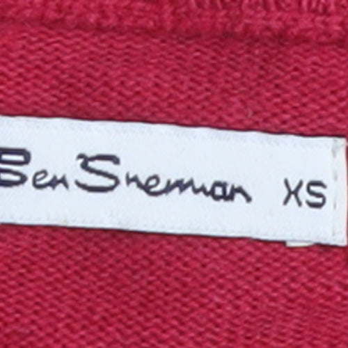 Ben Sherman Women's Red Striped Crew Neck Pullover Jumper XS
