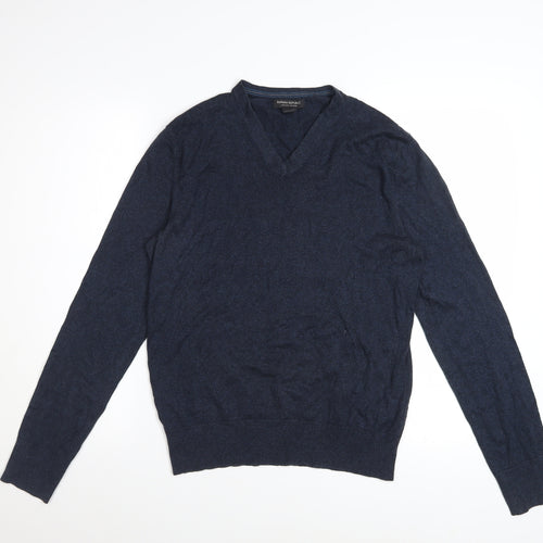 Banana Republic Men's Blue Silk Cotton Cashmere V-Neck Jumper S