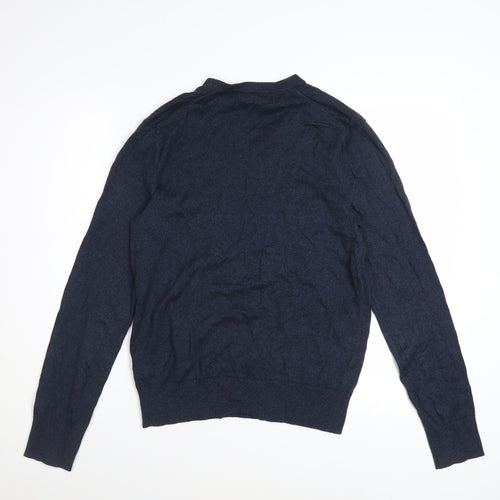 Banana Republic Men's Blue Silk Cotton Cashmere V-Neck Jumper S