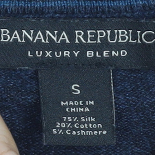 Banana Republic Men's Blue Silk Cotton Cashmere V-Neck Jumper S