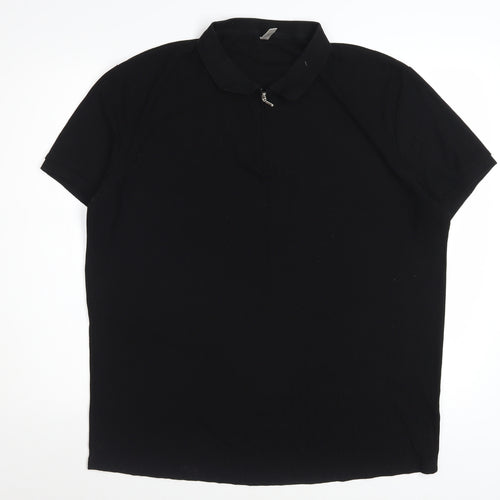 Sailwind Men's Black Short Sleeve Zip Polo Shirt Size L