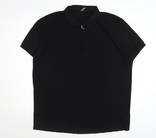 Sailwind Men's Black Short Sleeve Zip Polo Shirt Size L