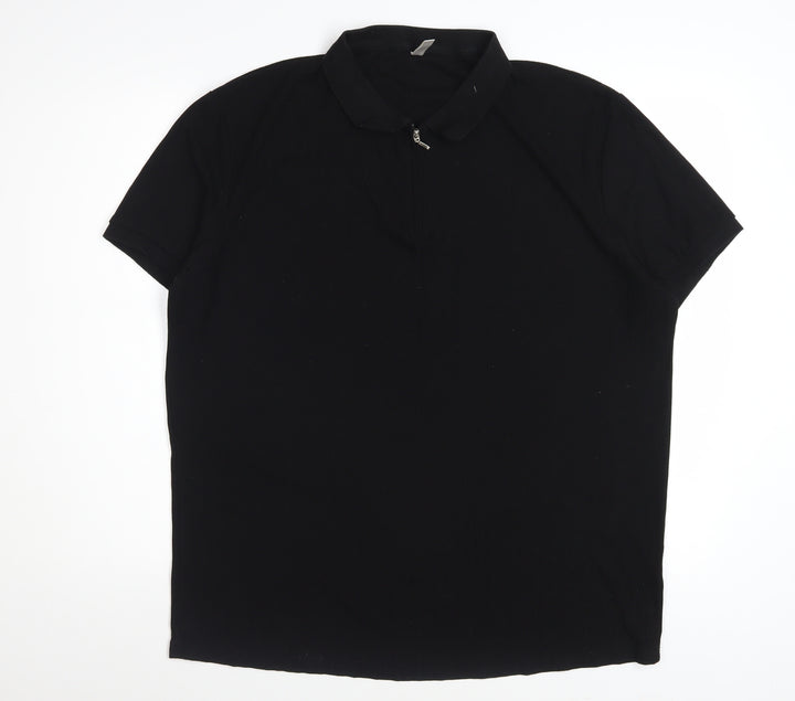 Sailwind Men's Black Short Sleeve Zip Polo Shirt Size L