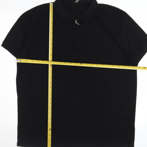 Sailwind Men's Black Short Sleeve Zip Polo Shirt Size L