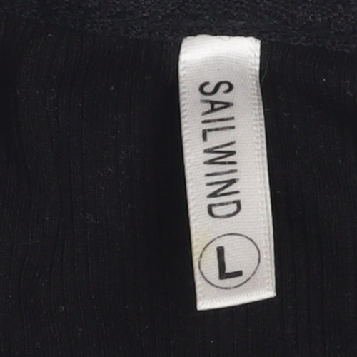 Sailwind Men's Black Short Sleeve Zip Polo Shirt Size L