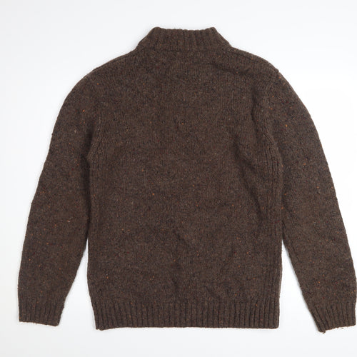 World Republic Men's Brown Wool 1/4 Zip Jumper Size L