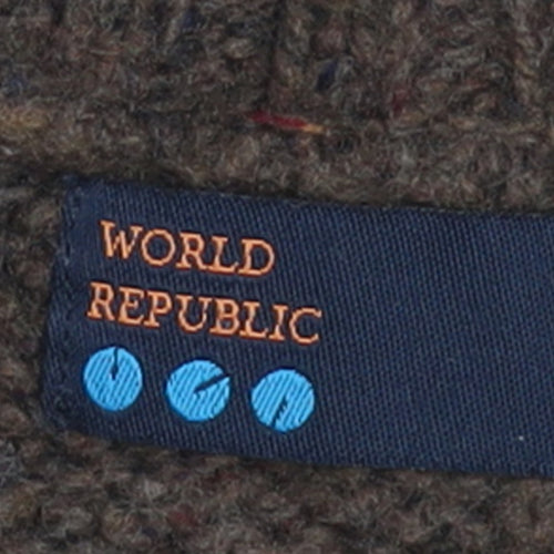 World Republic Men's Brown Wool 1/4 Zip Jumper Size L