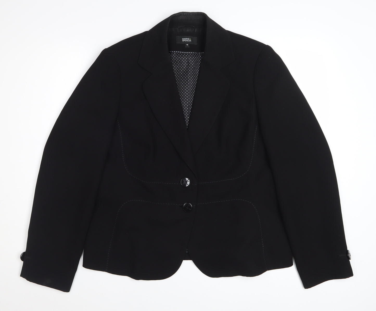 Marks and Spencer Women's Black Size 16 Tailored Blazer Jacket