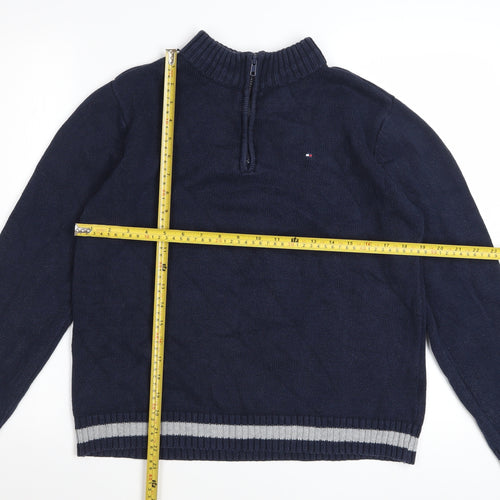 Tommy Hilfiger Boys Blue 12-14 Years Cotton 1/4 Zip High Neck Jumper